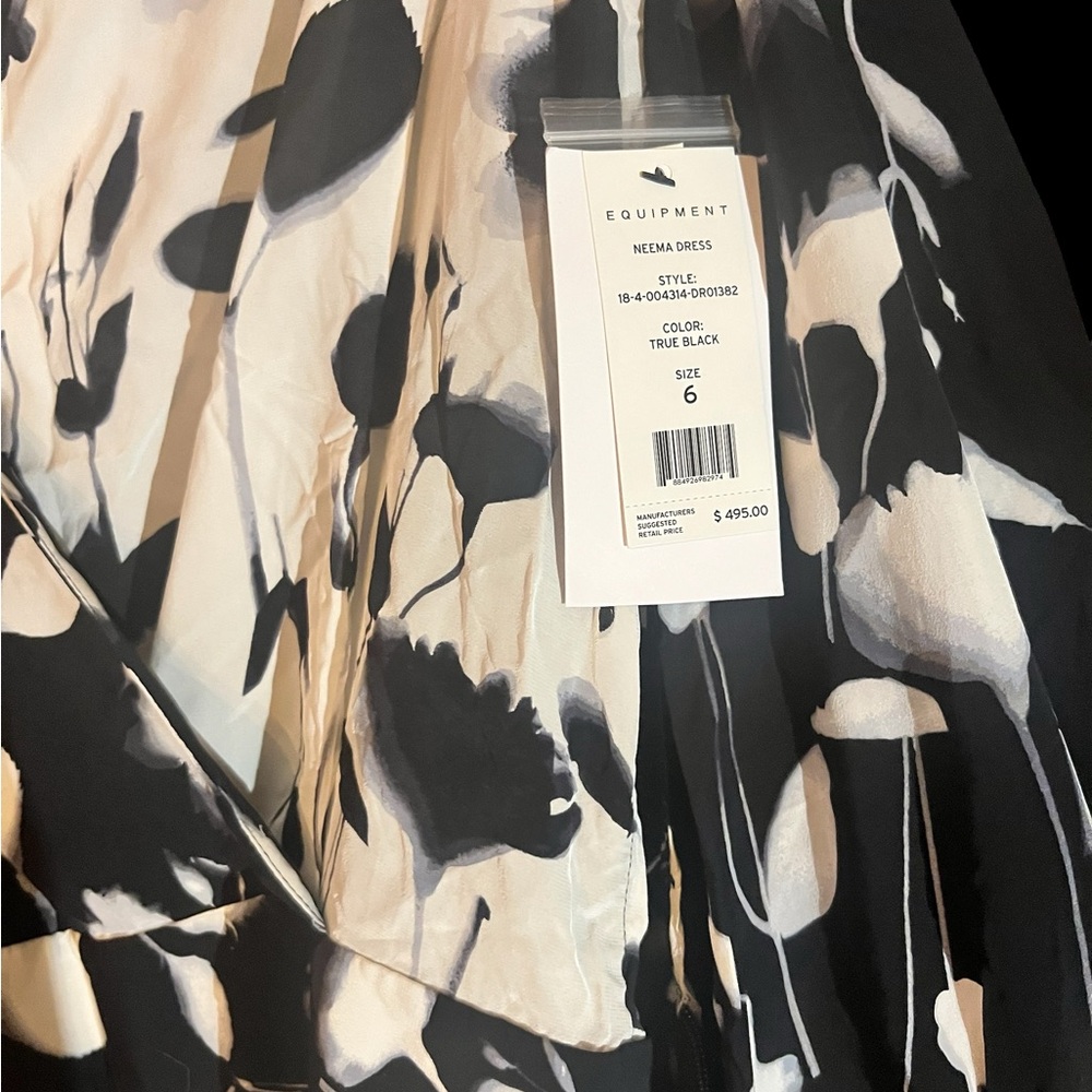 Equipment Femme Neema Silk Wrap Midi Dress Floral Black NWT Size 6 - Picture 4 of 4